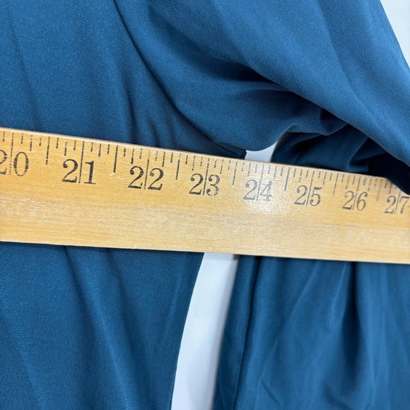 Arna York Womens Size 20 Zip Front Pullover Blouse Teal Blue Gold Tone 3/4 Sleev - Picture 9 of 10